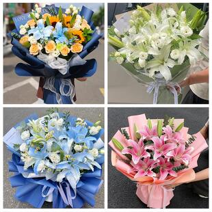 莆田城厢涵江荔城秀屿区仙游鲜花店同城配送朋友生日玫瑰百合花束