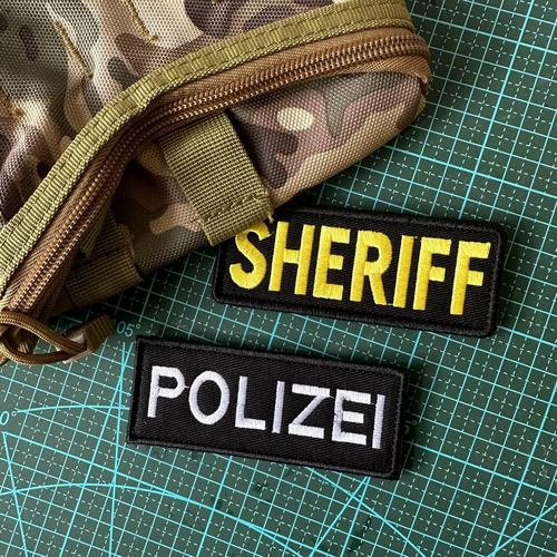 包邮立体刺绣SHERIFF黑底魔术贴