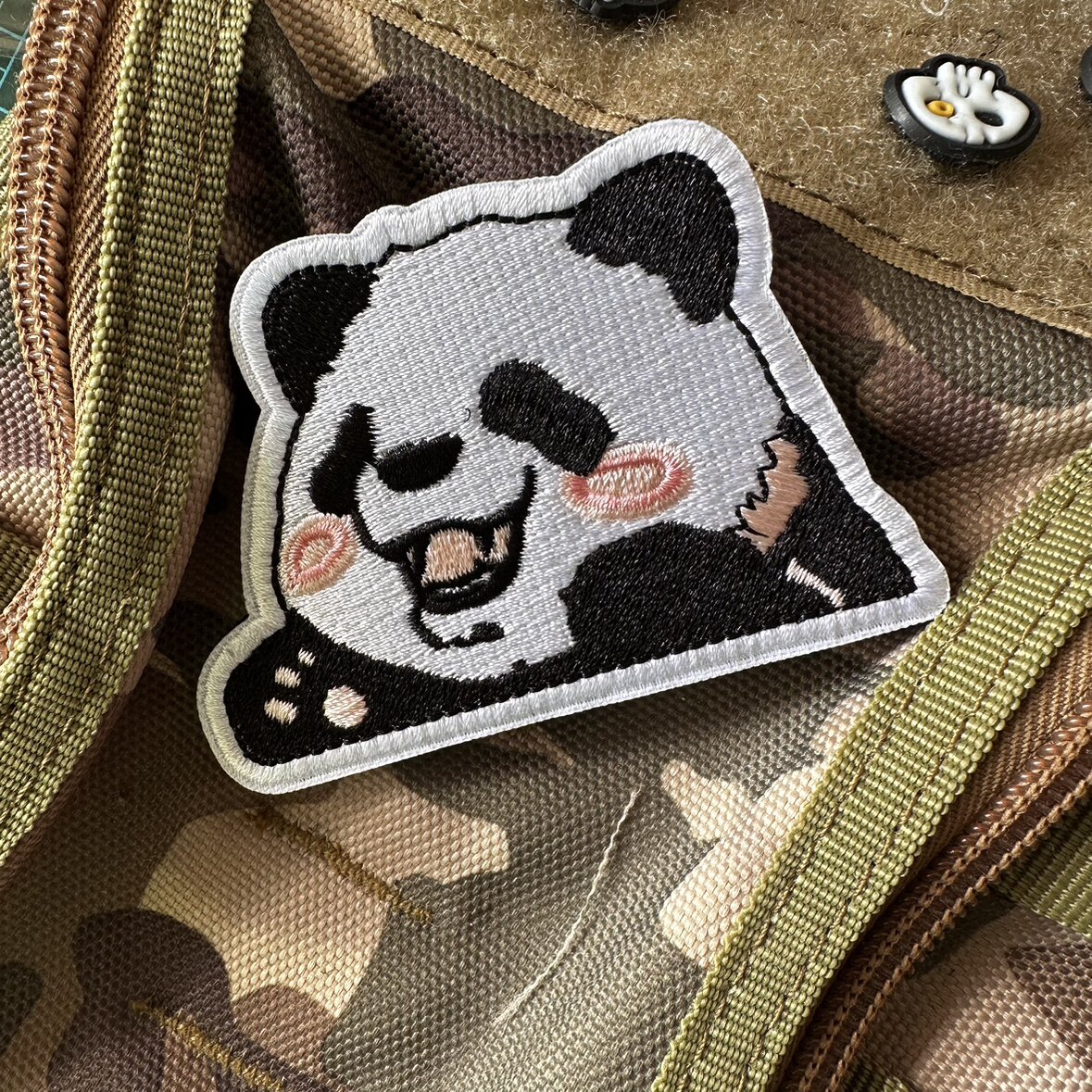 包邮刺绣呆萌加油大熊猫魔术贴章点赞鼓励猫咪士气章战术冲锋衣