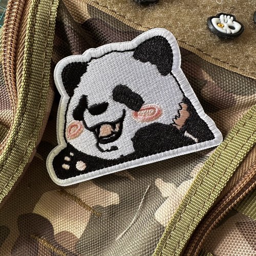 包邮刺绣呆萌加油大熊猫魔术贴章点赞鼓励猫咪士气章战术冲锋衣