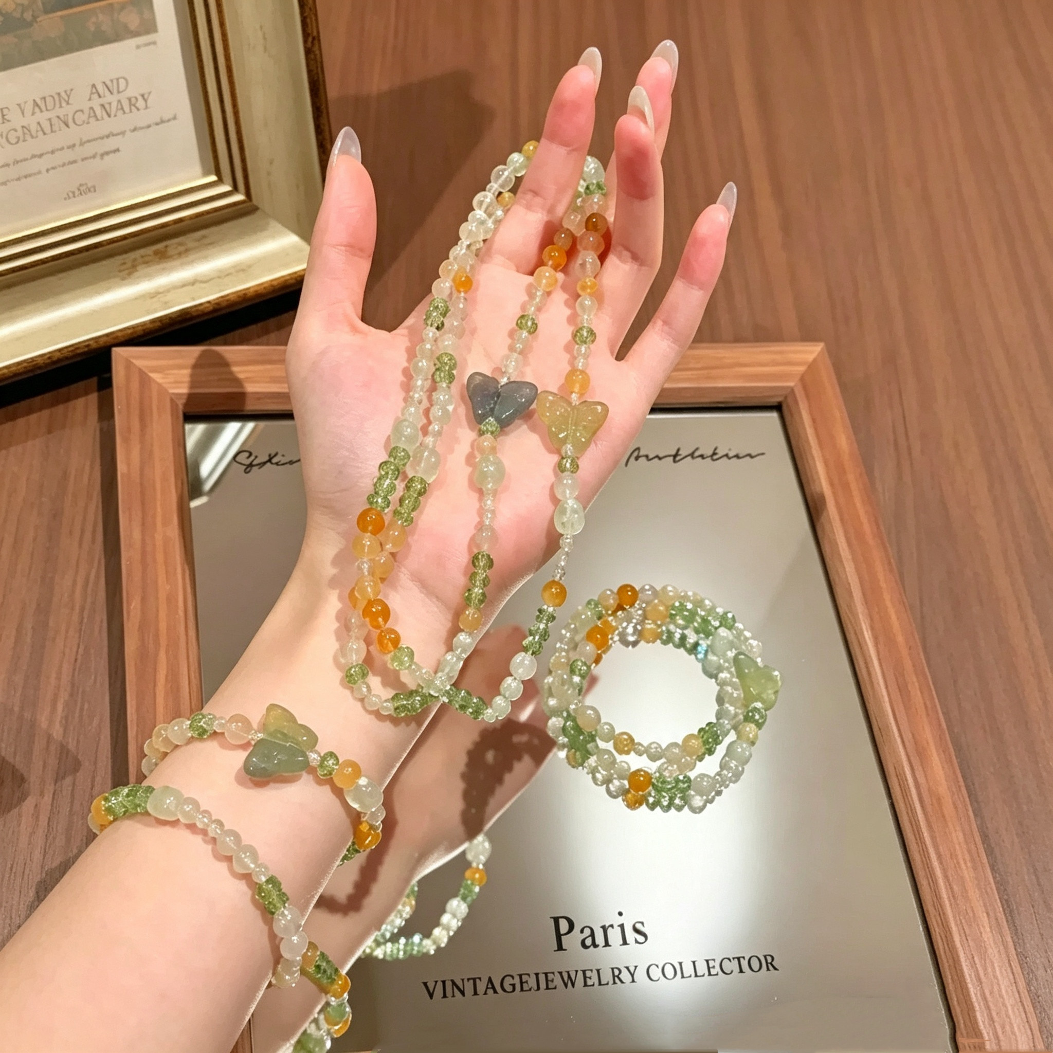 夏季清新天然水晶双圈手链女
