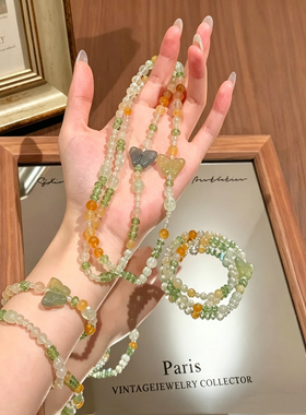 夏季清新天然水晶双圈手链女