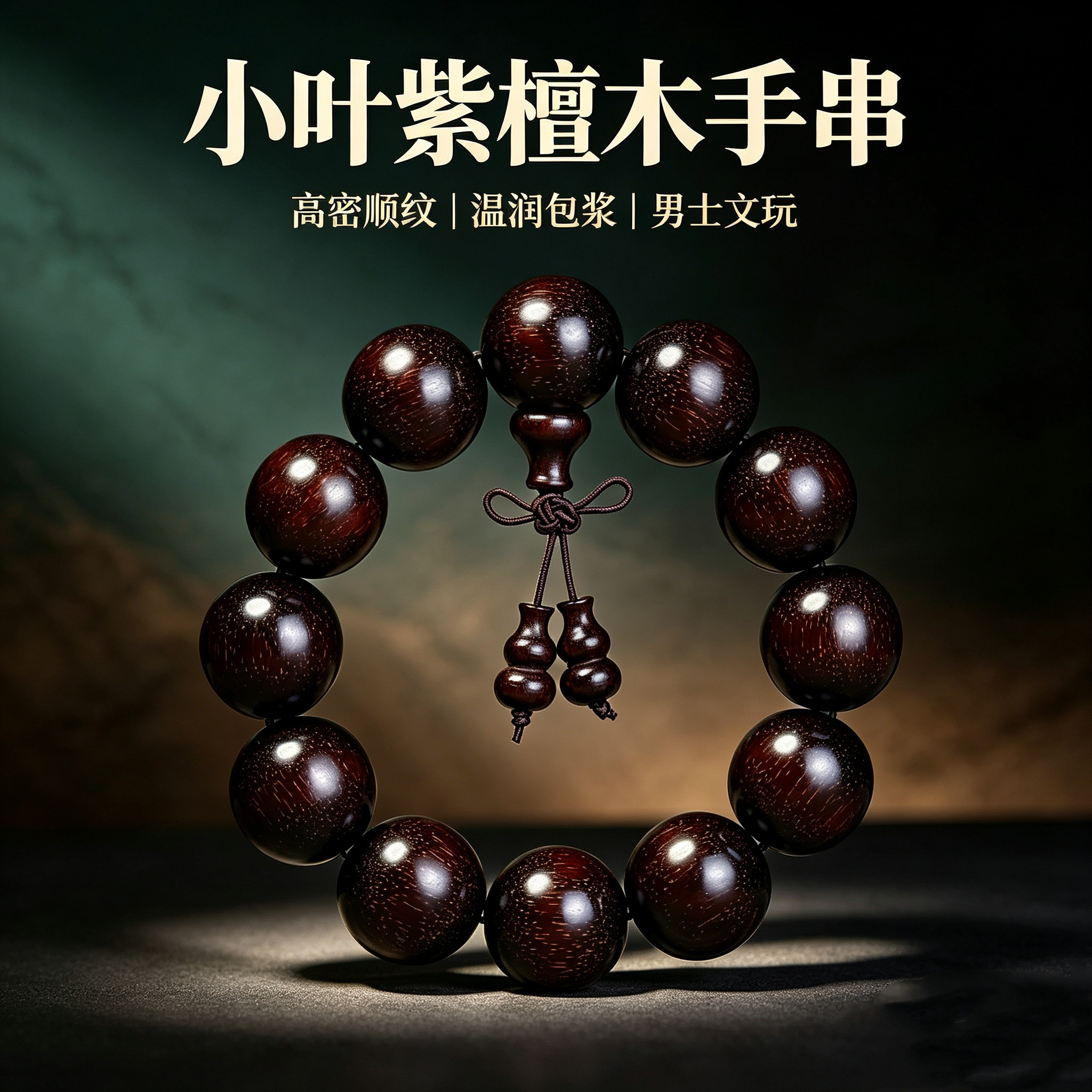 小叶紫檀赞比亚血檀佛珠手串男女