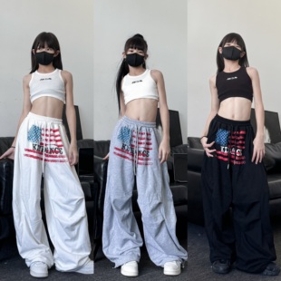 春秋新款潮酷男女儿童纯棉宽松嘻哈卫裤运动裤街舞爵士舞长裤子