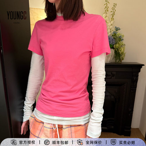 对倒设计师轻薄纯色短袖T恤女