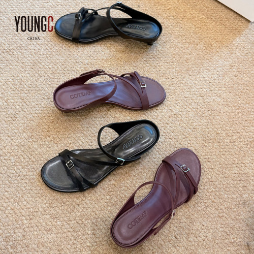 COTEMP圆头方扣绑带小猫跟凉鞋