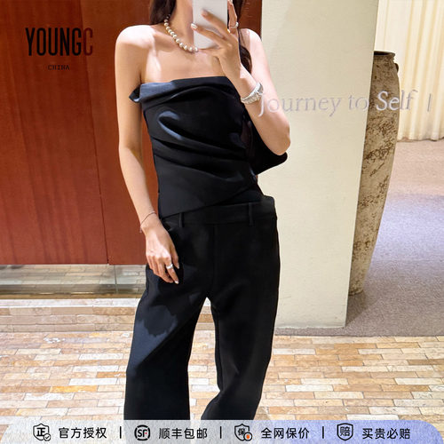 DEEPMOSS粉笔条纹直筒长裤