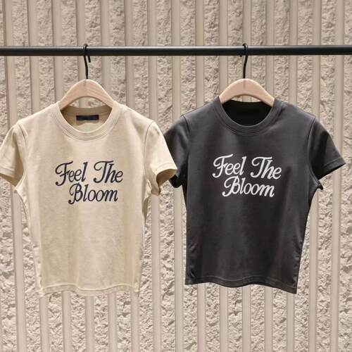 M摩家正品2026夏新品印花收腰正肩弹力棉短袖T恤女MBF2TEE046