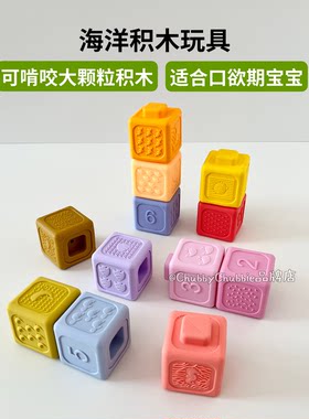 chubbychubbie婴幼儿硅胶积木玩具可水煮可咬宝宝牙胶益智早教3m+