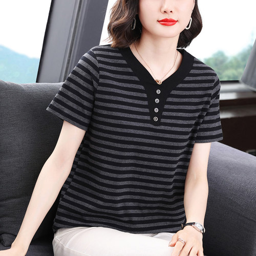 不起球不褪色妈妈纯棉短袖上衣女