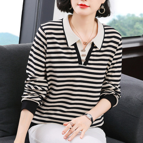 不起球不褪色妈妈纯棉长袖上衣女