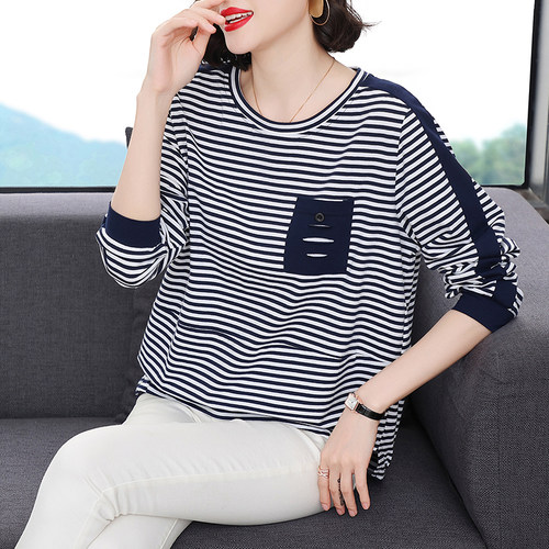 不起球不褪色妈妈纯棉长袖上衣女