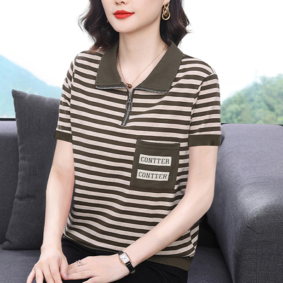 不起球不褪色妈妈纯棉短袖上衣女