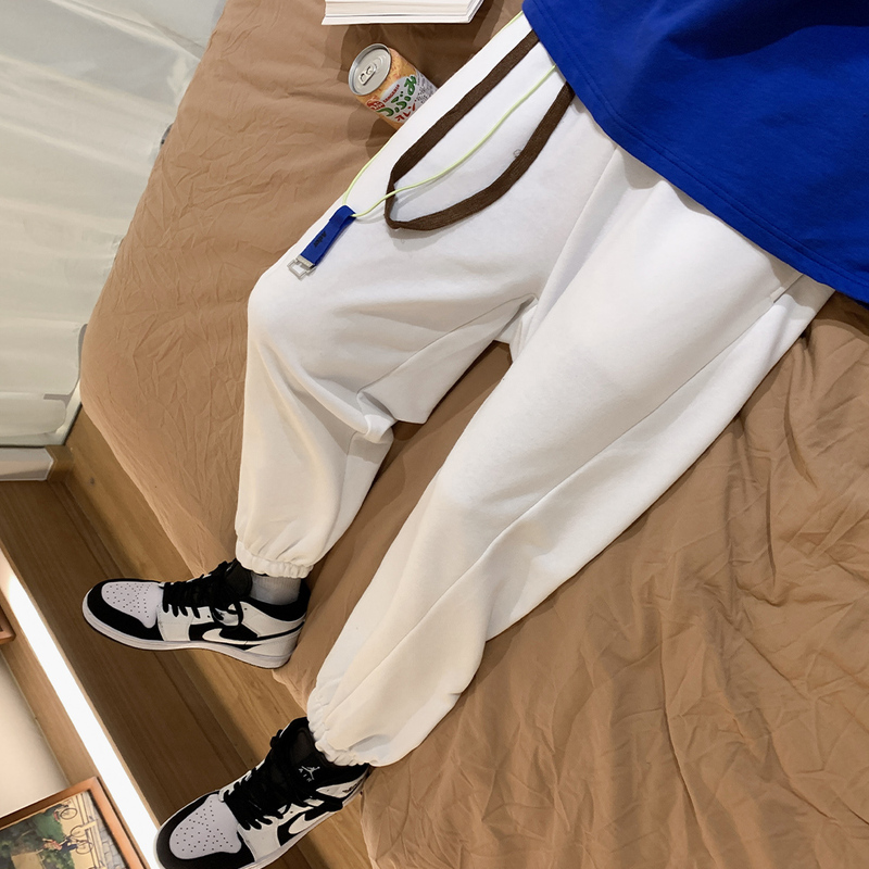 Hong Kong style new popular casual pants Capris men's pants solid color casual sports pants micro elastic