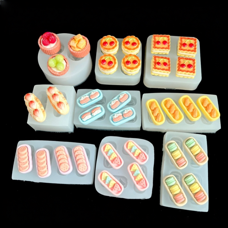 diy小鼻噶食玩草莓樱桃饼干三明治捏捏乐捏捏硅胶模具滴胶模具