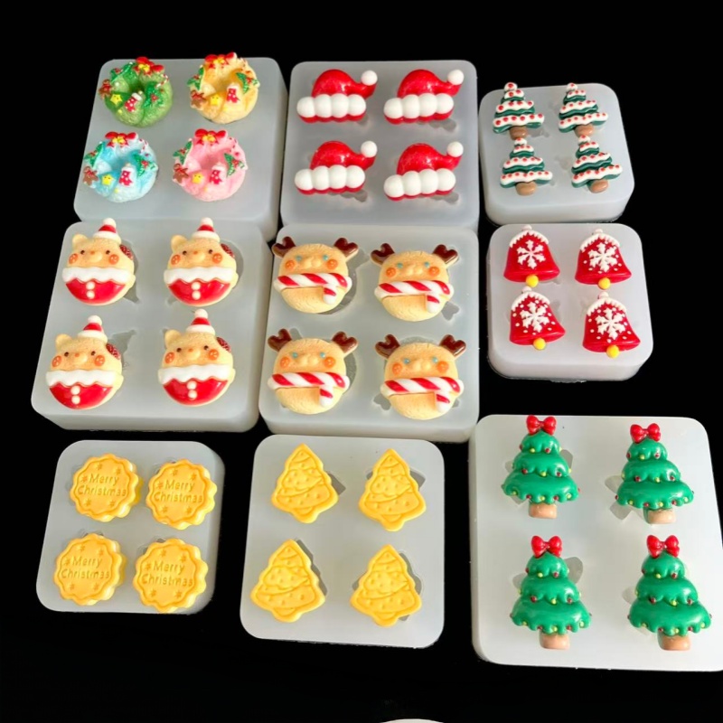 小鼻噶捏捏乐圣诞树雪花铃铛圣诞小鹿帽硅胶模具捏捏食品级硅胶模