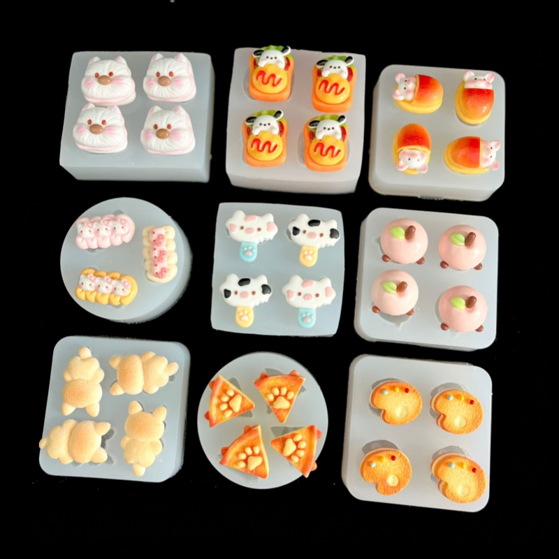 小鼻嘎食玩狗狗猫爪饼干小蛋糕面包捏捏乐滴胶硅胶模具手工