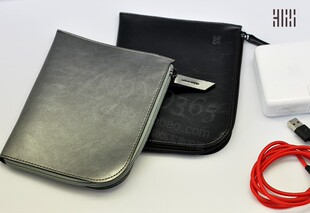 多功能拉链线缆收纳袋 疯马纹带夹层 电源包充电器包充电线包卡包