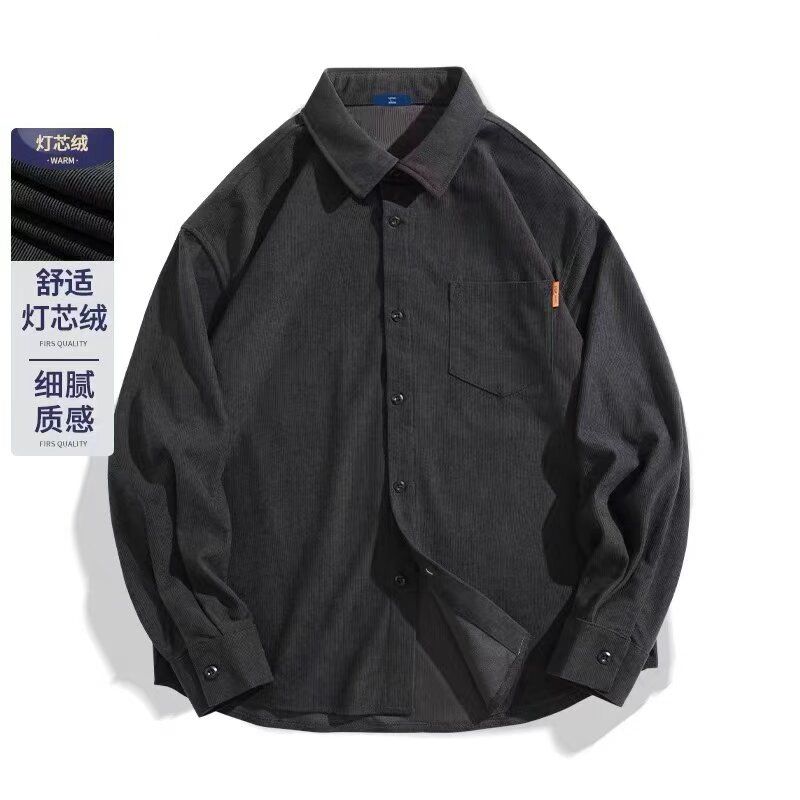轻熟风灯芯绒衬衫男女秋冬季新款青年复古长袖衬衣韩版男装外套潮