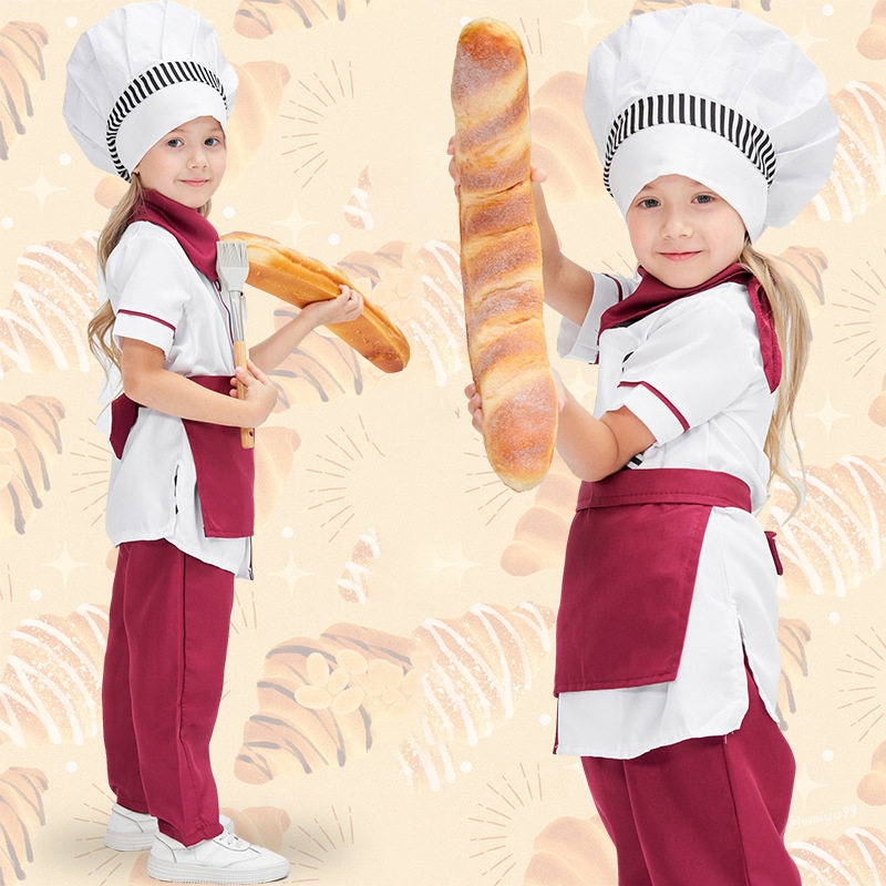 新款儿童女万圣节cos服装小厨娘
