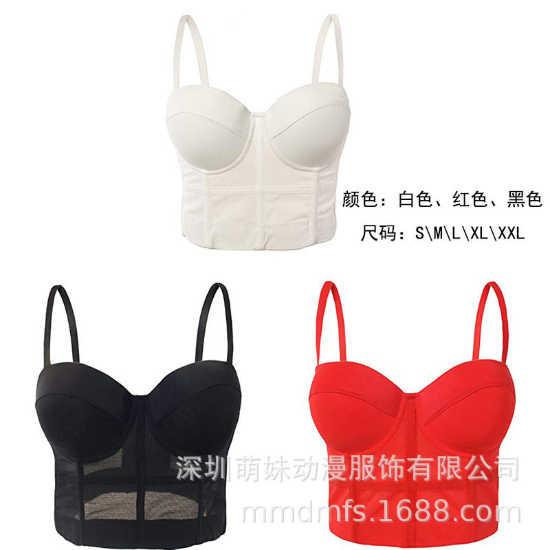 外贸亚马逊 抹胸夜店性感露脐背心女超短款文胸吊带裹胸多色