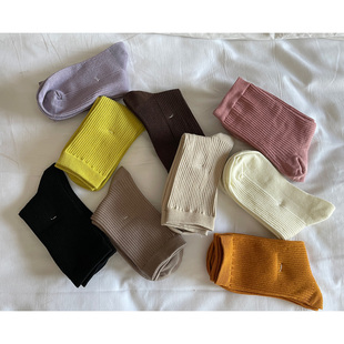 DecemberRush 多巴胺韩风色彩森系学院中筒棉袜子