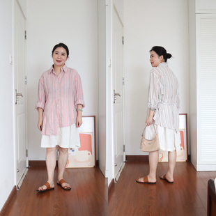 条纹衬衫 长袖 简约不规则小廓形polo领棉薄款 Decemberrush