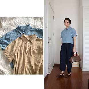 苎麻棉polo领女士衬衫 DecemberRush 卷边短袖 调调 是知识分子