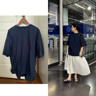 圆领衬衫 Decemberrush 日系宽松廓型拉链短袖