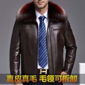 反季 可脱卸外套 爸爸装 清仓中老年真皮皮衣男士 绵羊皮加绒加厚冬季