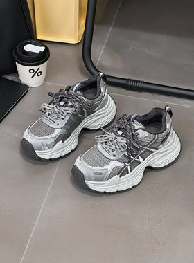 商场同款厚底老爹鞋女2025秋冬新款加绒百搭复古休闲鞋超火运动鞋