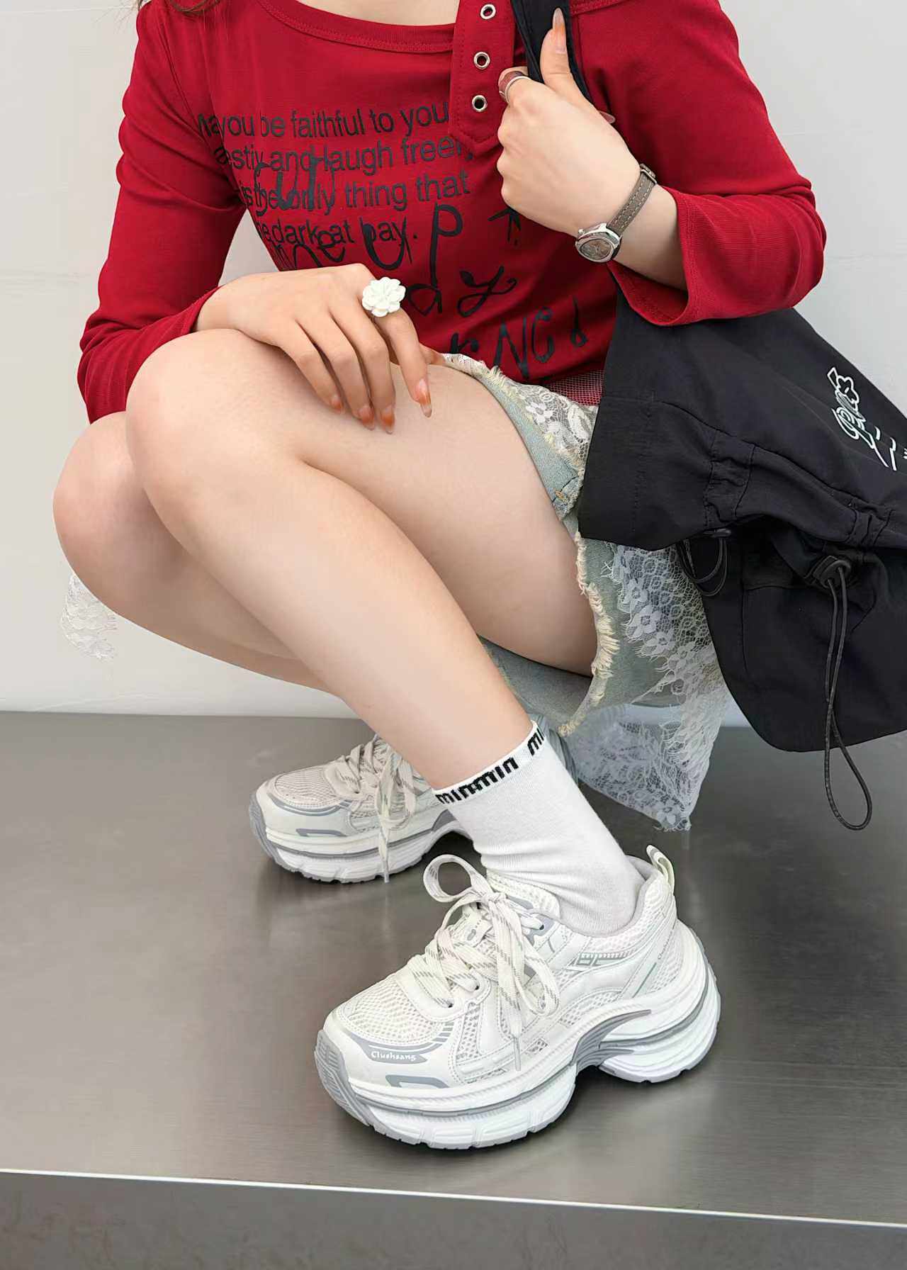 老爹鞋女2026年新款春夏季百搭网面透气运动鞋厚底增高休闲鞋超火