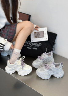 厚底老爹鞋女2026年春季新款显脚小网面透气休闲运动鞋轻便增高鞋