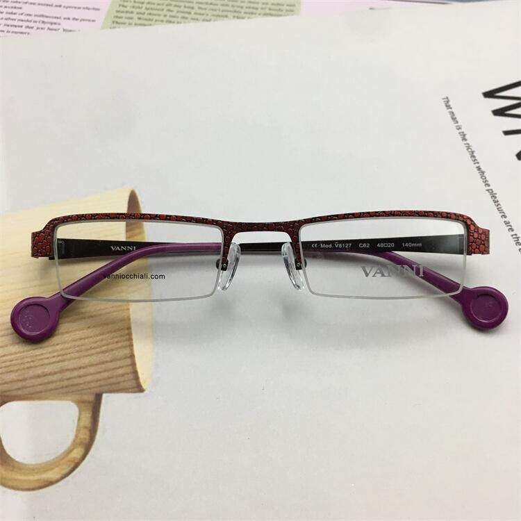 清仓深圳外贸镜架红色咖色合金商务气质半框花纹装饰镜框眼镜架女