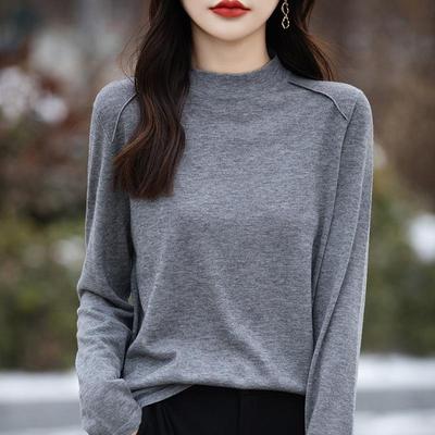 精纺羊毛打底衫套头半高领