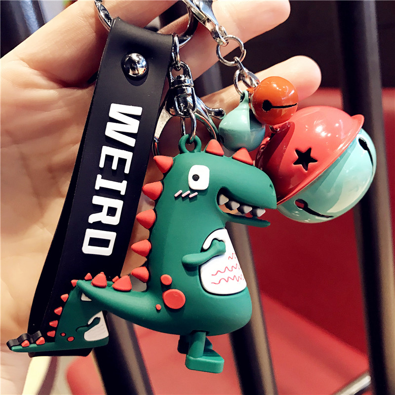 ins风恐龙钥匙挂饰书包挂件宽手带钥匙链情侣款卡通可爱钥匙扣男