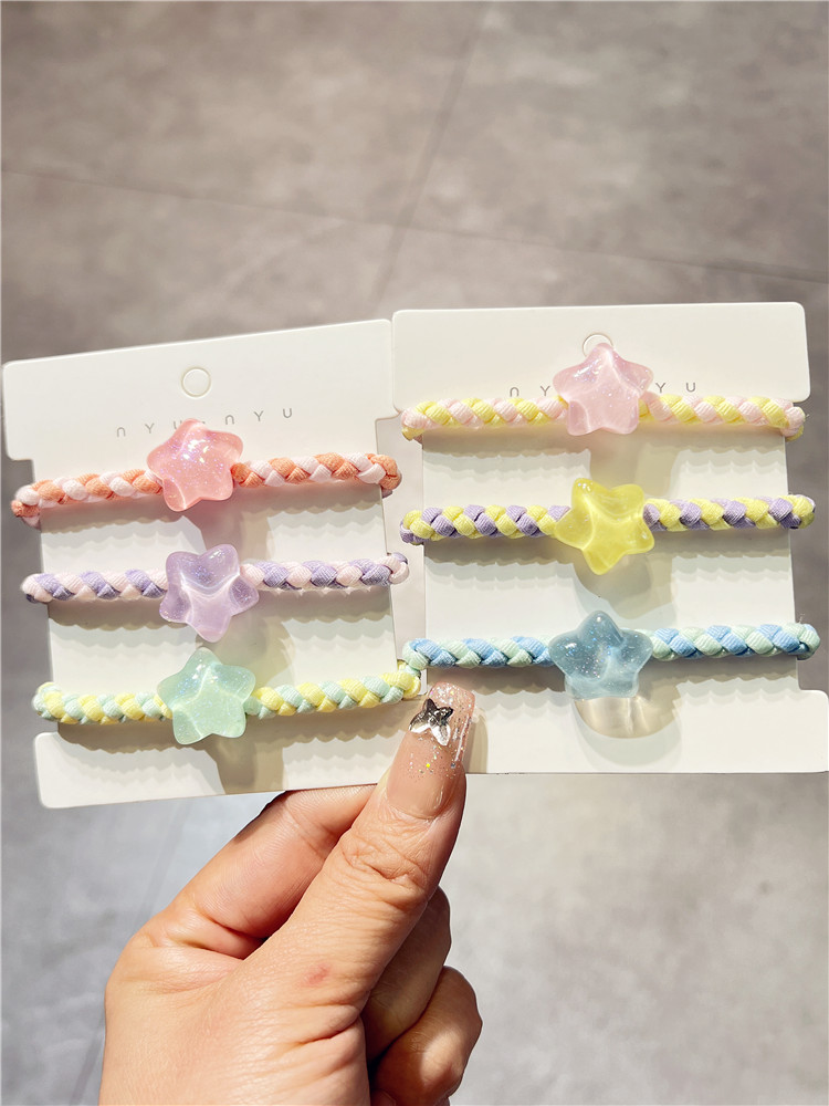 水晶小星星头绳双拼双股编织发绳图片