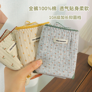 全裤 100%纯棉内裤 女生全棉10A抑菌加长裆2025新款 少女中腰三角裤