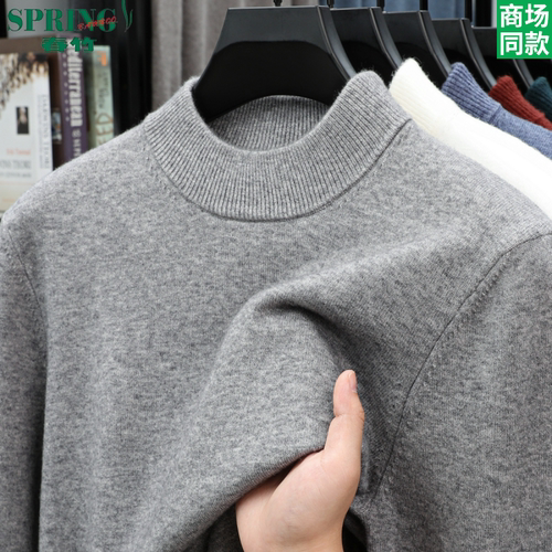 春竹半高领羊毛衫男士