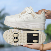 可走路可滑行男女童轮滑鞋 四轮学生隐形溜冰鞋 自动收缩暴走鞋 新款