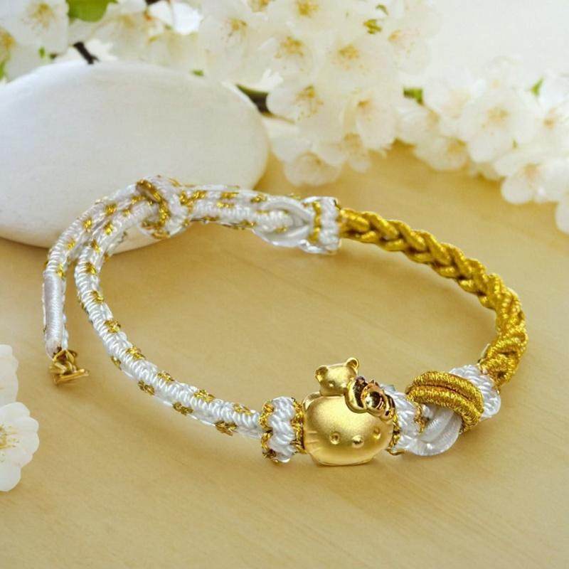 黄金猫背熊手串女999足金KT猫转运珠手工编织手绳路路通女友送礼,黄金,定价黄金手链,淘宝优惠券,粉丝福利购,淘宝优惠卷