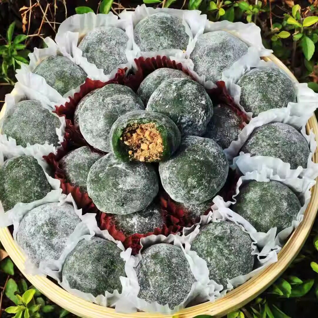 广东罗浮山特色小吃糍粑仔花生芝麻馅红豆馅双拼口味