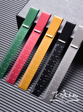 日本HIGHTIDE彩色手账多功能复古铝合金尺子金属创意直尺书签10cm