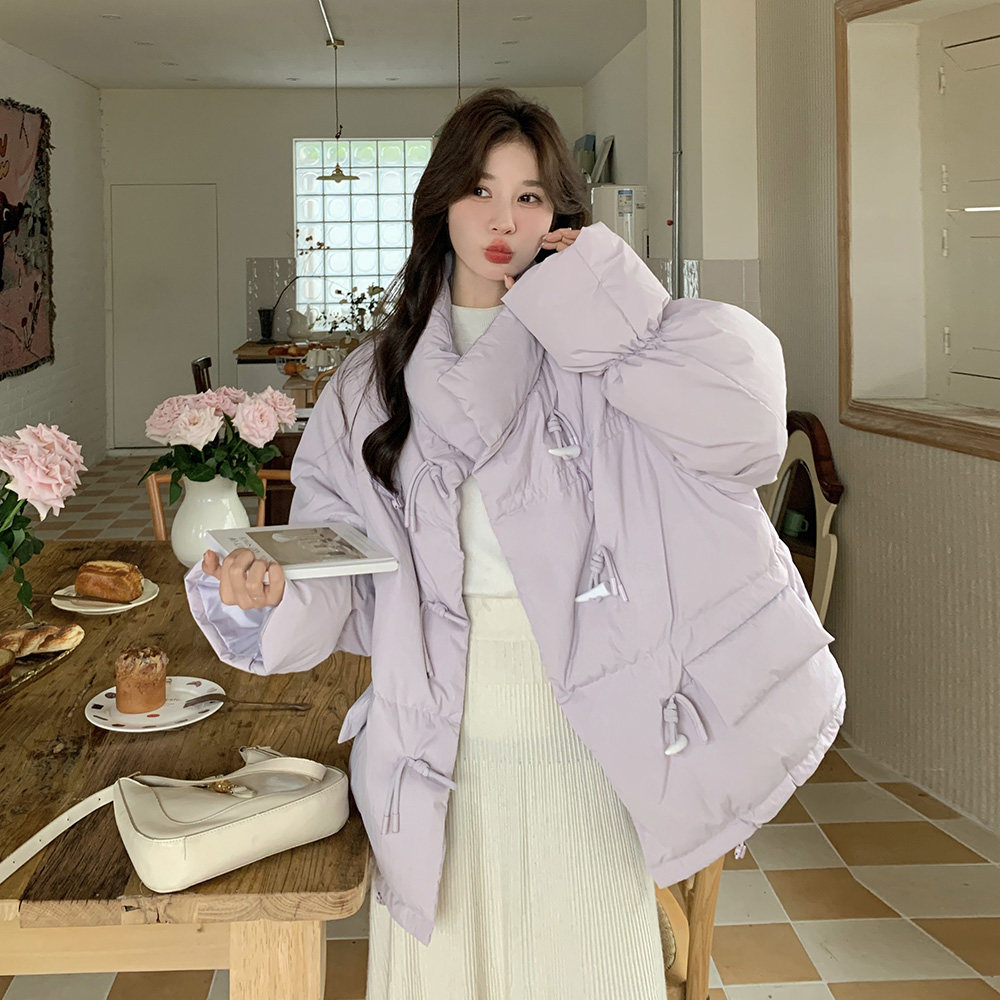 牛角扣紫色短款羽绒服女小个子冬季2025新款加厚学院风面包服外套,女装/女士精品,羽绒服,淘宝优惠券,粉丝福利购,淘宝优惠卷