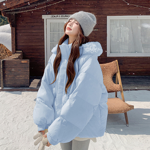 baby蓝甜美可爱大毛领羽绒服女2025冬季新款超好看90白鸭绒短外套