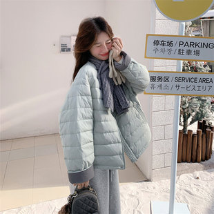 针织围巾排骨羽绒服外套女冬季今年新款俏皮减龄保暖小个子白鸭绒