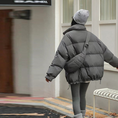 灰色短款挎包羽绒服女冬季2025新款小个子韩系休闲面包服流行爆款