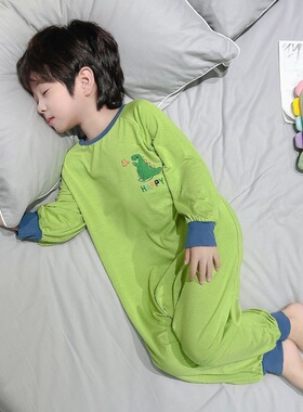 儿童恐龙连体睡衣夏季莫代尔男女童防踢爬服宝宝防着凉婴儿睡袋薄