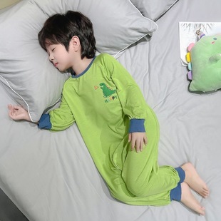 儿童恐龙连体睡衣夏季莫代尔男女童防踢爬服宝宝防着凉婴儿睡袋薄