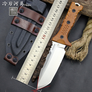 百炼河马小直刀SLEIPNER工具钢户外野营刀便携锋利求生小刀